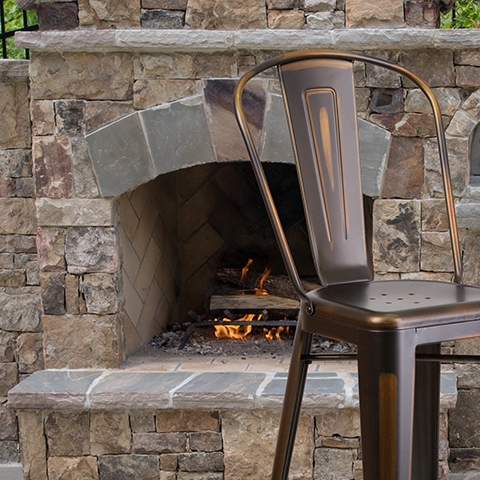 Distressed Copper Metal Stool