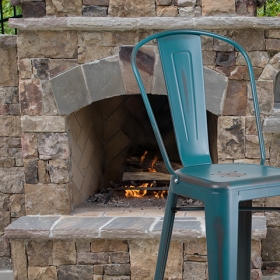 Distressed Blue-TL Metal Stool