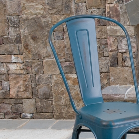 Distressed Blue Metal Chair