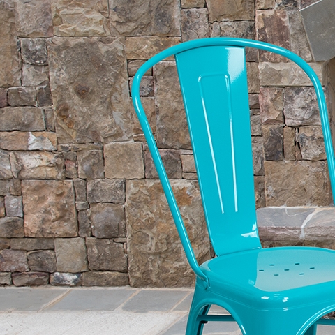 Crystal Teal-Blue Metal Chair