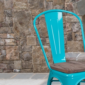 Crystal Teal-Blue Metal Chair