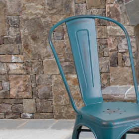 Distressed Blue-TL Metal Chair