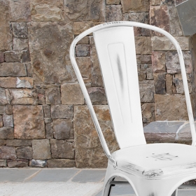 Distressed White Metal Chair