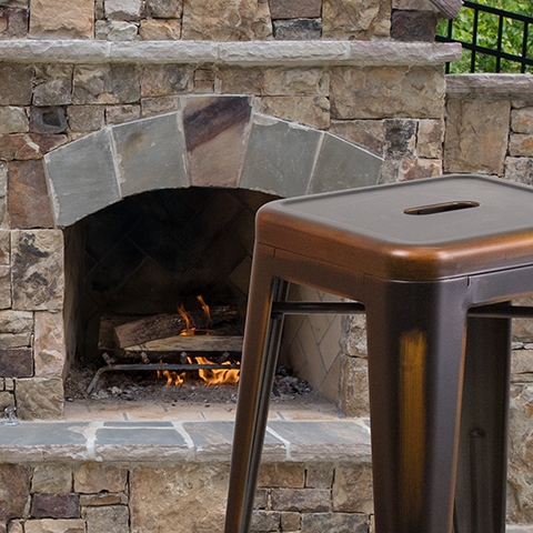 Distressed Copper Metal Stool