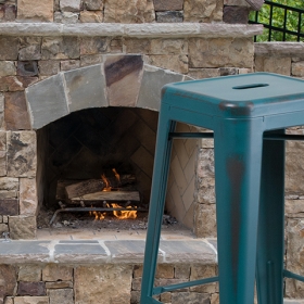 Distressed Blue-TL Metal Stool