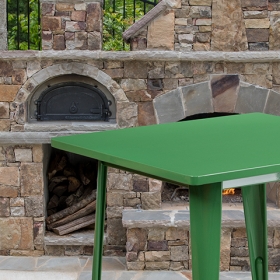 31.5SQ Green Metal Table