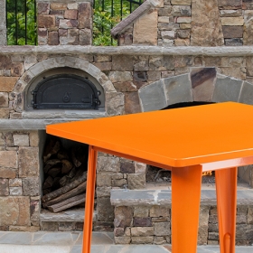 31.5SQ Orange Metal Table