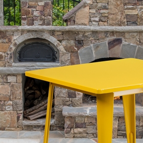 31.5SQ Yellow Metal Table