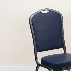 Navy Vinyl Banquet Chair