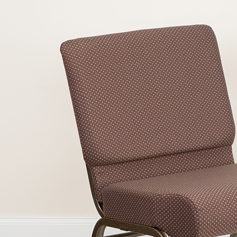 Brown Dot Fabric Church Chair