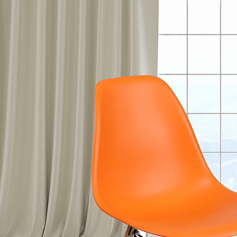 Orange Plastic/Wood Chair