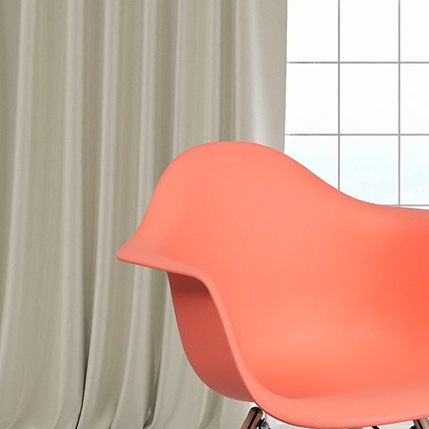 Peach Plastic/Wood Chair