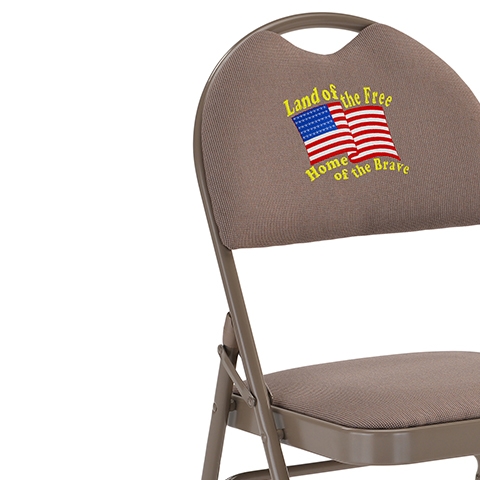 Beige Vinyl Folding Chair