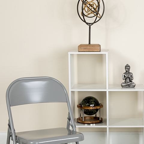 Gray Metal Folding Chair