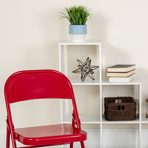 Red Metal Folding Chair