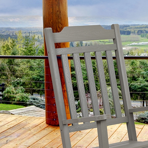 Gray Wood Rocking Chair