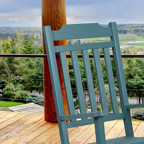 Teal Wood Rocking Chair