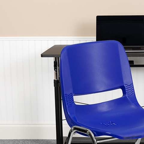 Navy Stack Chair-Chrome Frame