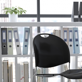 Black Stack Chair-Chrome Frame