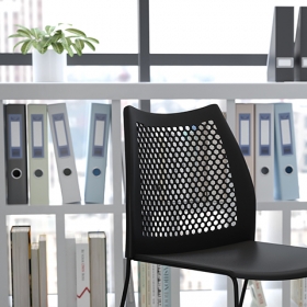 Black Plastic Sled Stack Chair