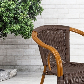 Dark Brown Rattan Bamboo Chair