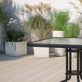 31.5SQ Glass Black Patio Table