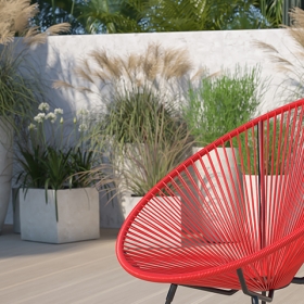 Red Bungee Oval Lounge Chair