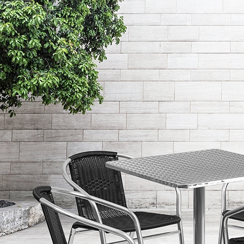 27.5SQ Aluminum Table/4 Chairs