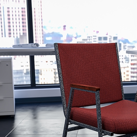 Burgundy Fabric Stack Armchair