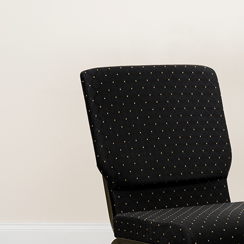 Black Dot Fabric Church Chair