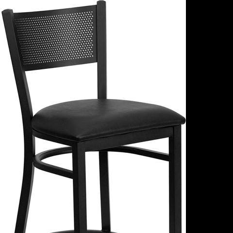 Black Grid Stool-Black Seat