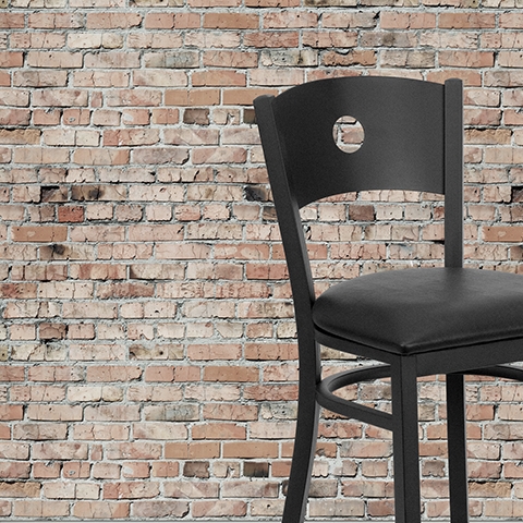 Black Circle Stool-Black Seat