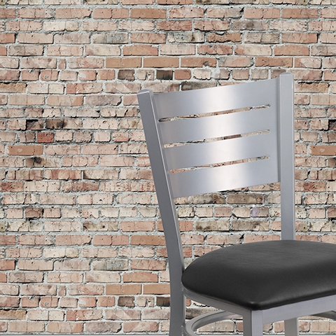 Silver Slat Chair-Black Seat