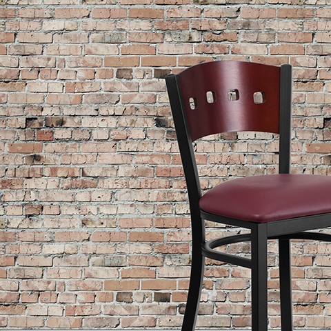 Bk/Mah 4 Sqr Stool-Burg Seat