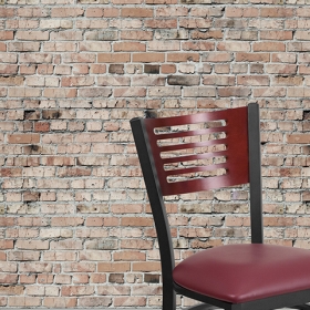 Bk/Mah Slat Chair-Burg Seat