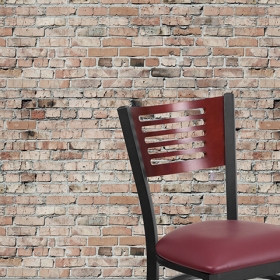 Bk/Mah Slat Chair-Burg Seat