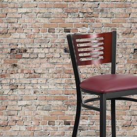 Bk/Mah Slat Stool-Burg Seat