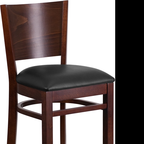 Walnut Wood Stool-Blk Vinyl