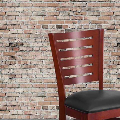 Mahogany Wood Chair-Blk Vinyl