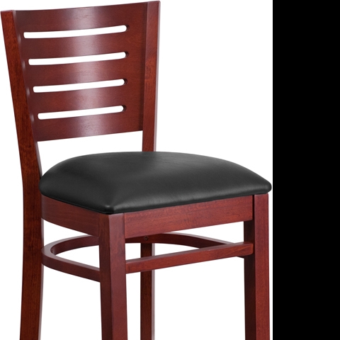 Mahogany Wood Stool-Blk Vinyl