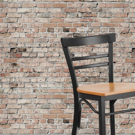 Black Ladder Stool-Nat Seat
