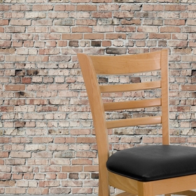Natural Wood Chair-Blk Vinyl