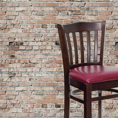 Walnut Wood Stool-Burg Vinyl