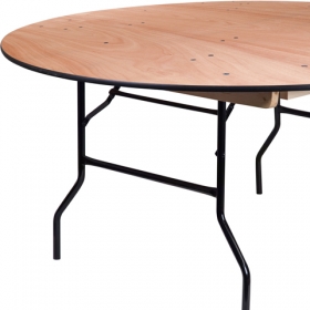 66 RND Natural Wood Fold Table