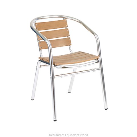 Florida Seating AL-302 TEAK Chair, Armchair, Stacking, Outdoor
