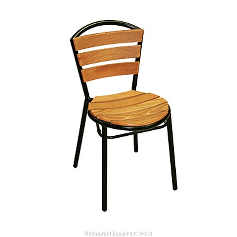 Florida Seating AL-308 BLACK/TEAK Chair, Side, Stacking, Outdoor
