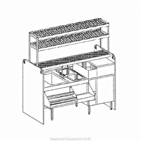 Glastender CS-66X32-CCW Underbar Ice Bin/Cocktail Station, Pass-Thru, Glasswashe