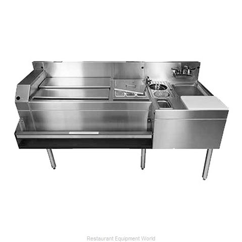 Glastender MXS60-CP10 Underbar Ice Bin/Cocktail Station, Sink Combo