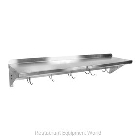 John Boos BHS12108PR-16/304 Overshelf, Wall-Mounted with Pot Rack