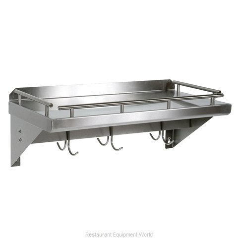 John Boos GRWS24-UB Overshelf, Wall-Mounted With Pot Rack